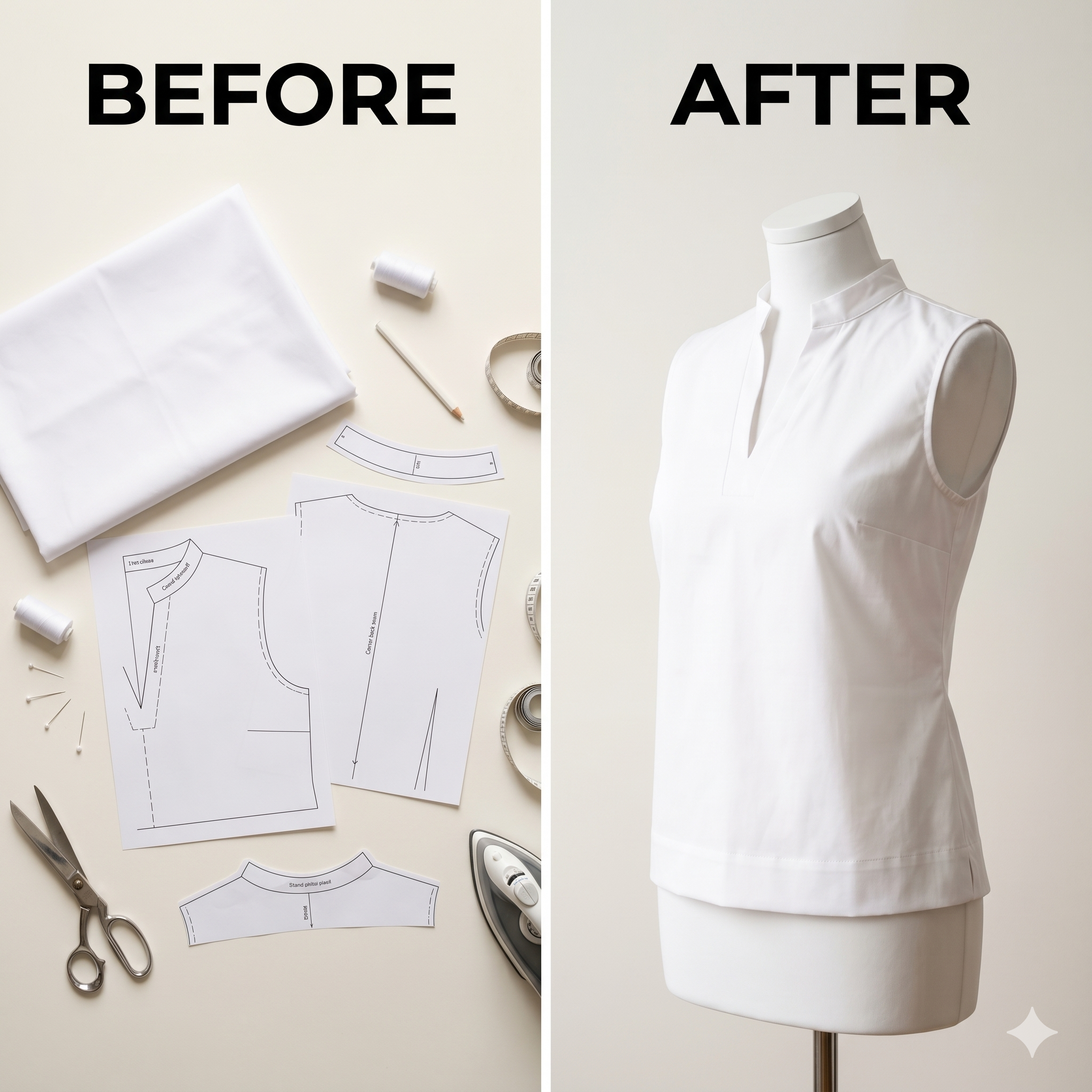 Women's Sleeveless Blouse Sewing Pattern, Easy Linen Tank Top Pattern, Elegant Notched Neck Shirt PDF, Basic Beginner Friendly XS-3XL