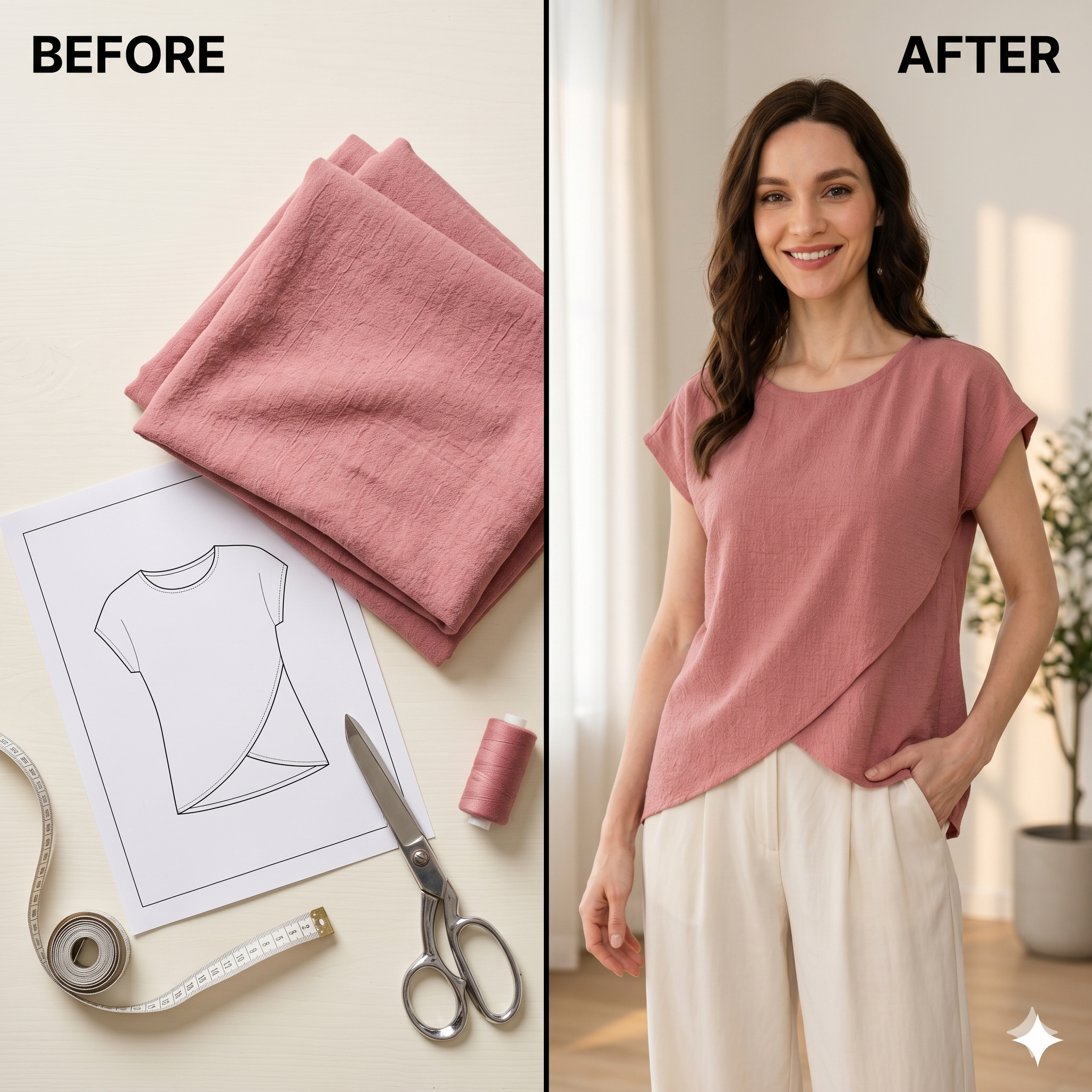 Wrap Blouse Sewing Pattern for Women, Stylish Overlap Top PDF, Casual Everyday Top Pattern, Easy to Sew, Instant Download S-3XL