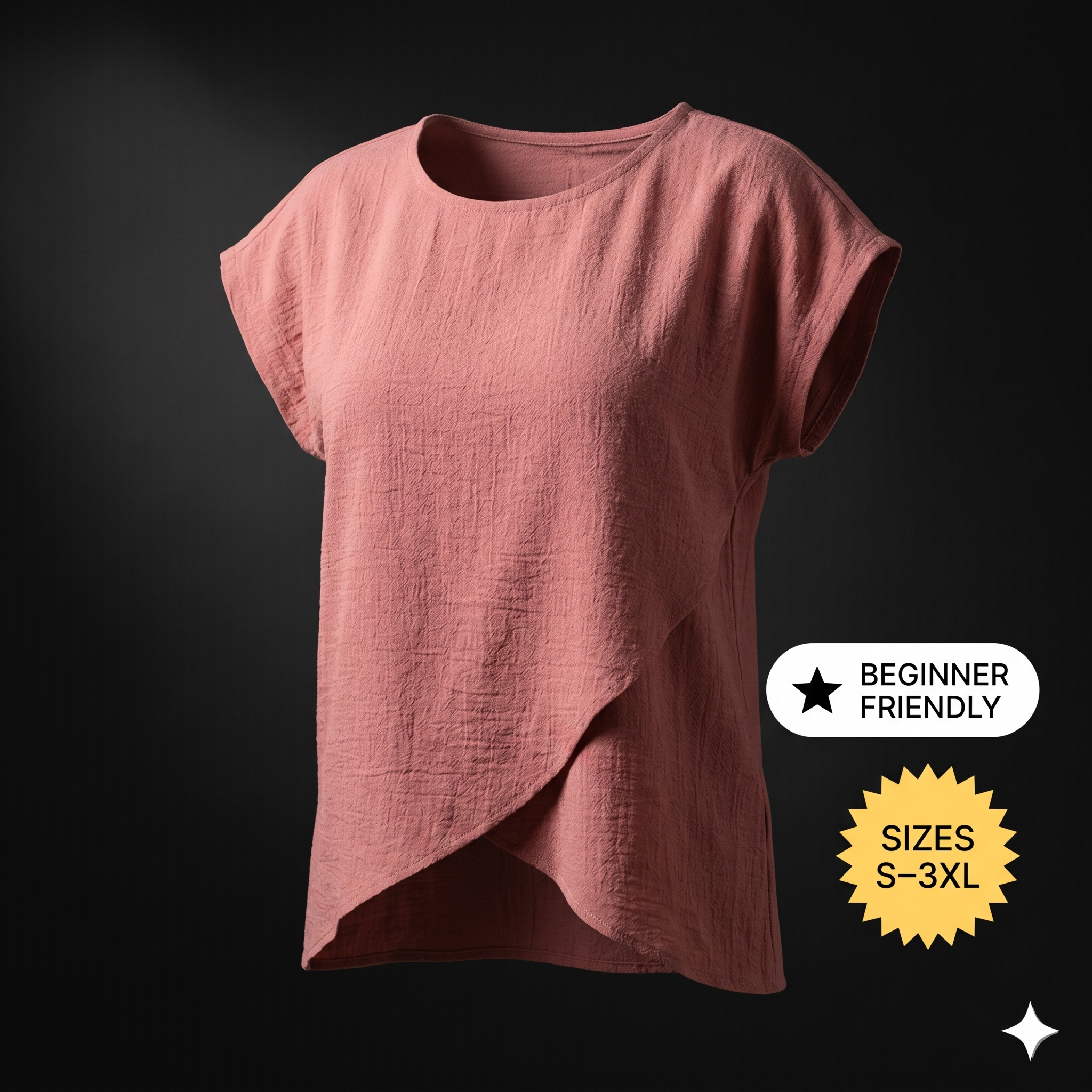 Wrap Blouse Sewing Pattern for Women, Stylish Overlap Top PDF, Casual Everyday Top Pattern, Easy to Sew, Instant Download S-3XL