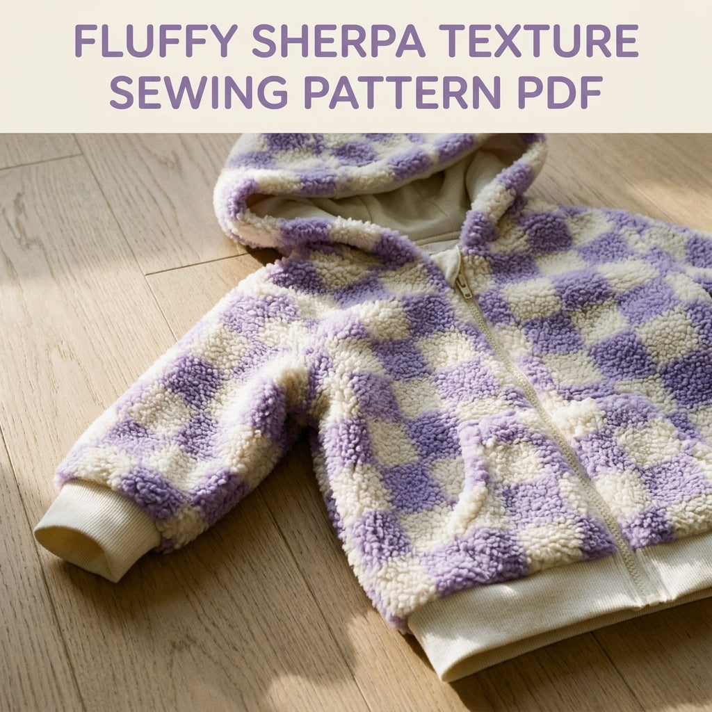 Kids Checkerboard Zip Hoodie Sewing Pattern PDF – Sherpa Hooded Jacket
