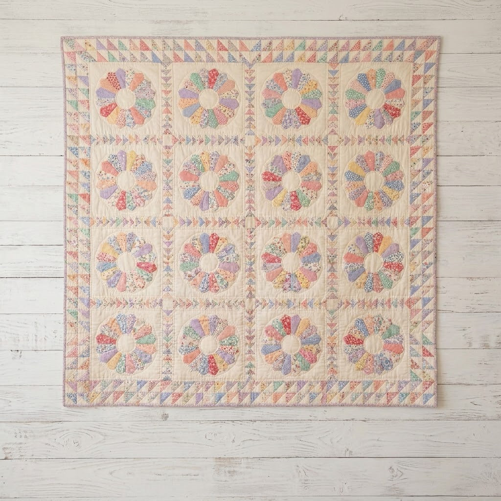 Dresden Plate Quilt Pattern PDF, Vintage 1930s Feedsack Style Quilt, Dresden Template Included