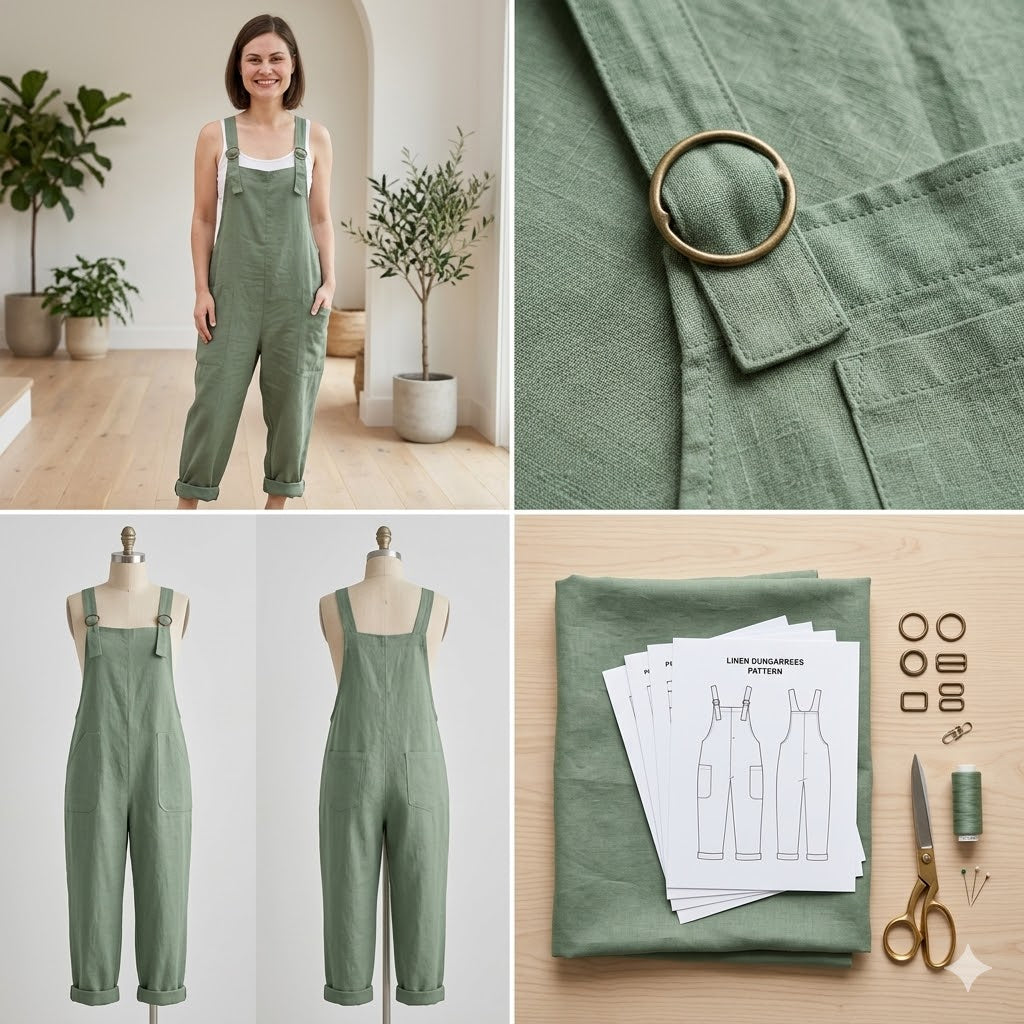 Women Jumpsuit PDF Pattern, Bib Dungaree Sewing Pattern S to 5XL, Beginner Friendly Romper Pattern, Easy Printable Instant Download