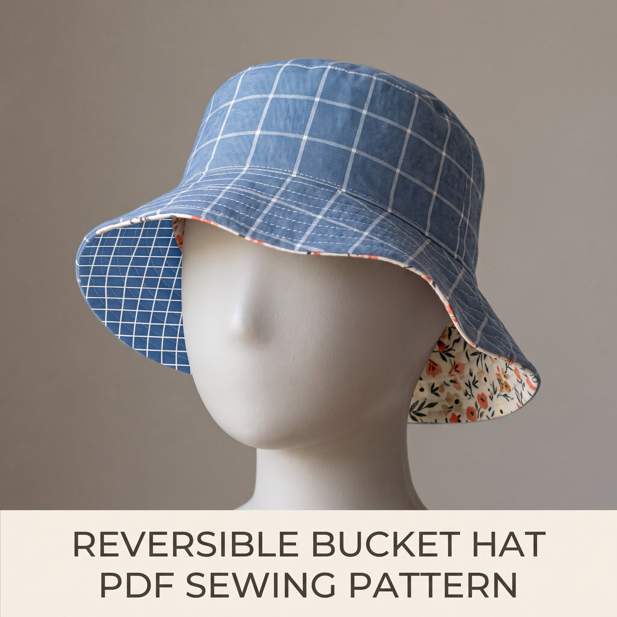 Reversible Bucket Hat Sewing Pattern PDF | Baby to Adult, 10 Sizes 14-23 inch | Sun Hat | Beginner Friendly