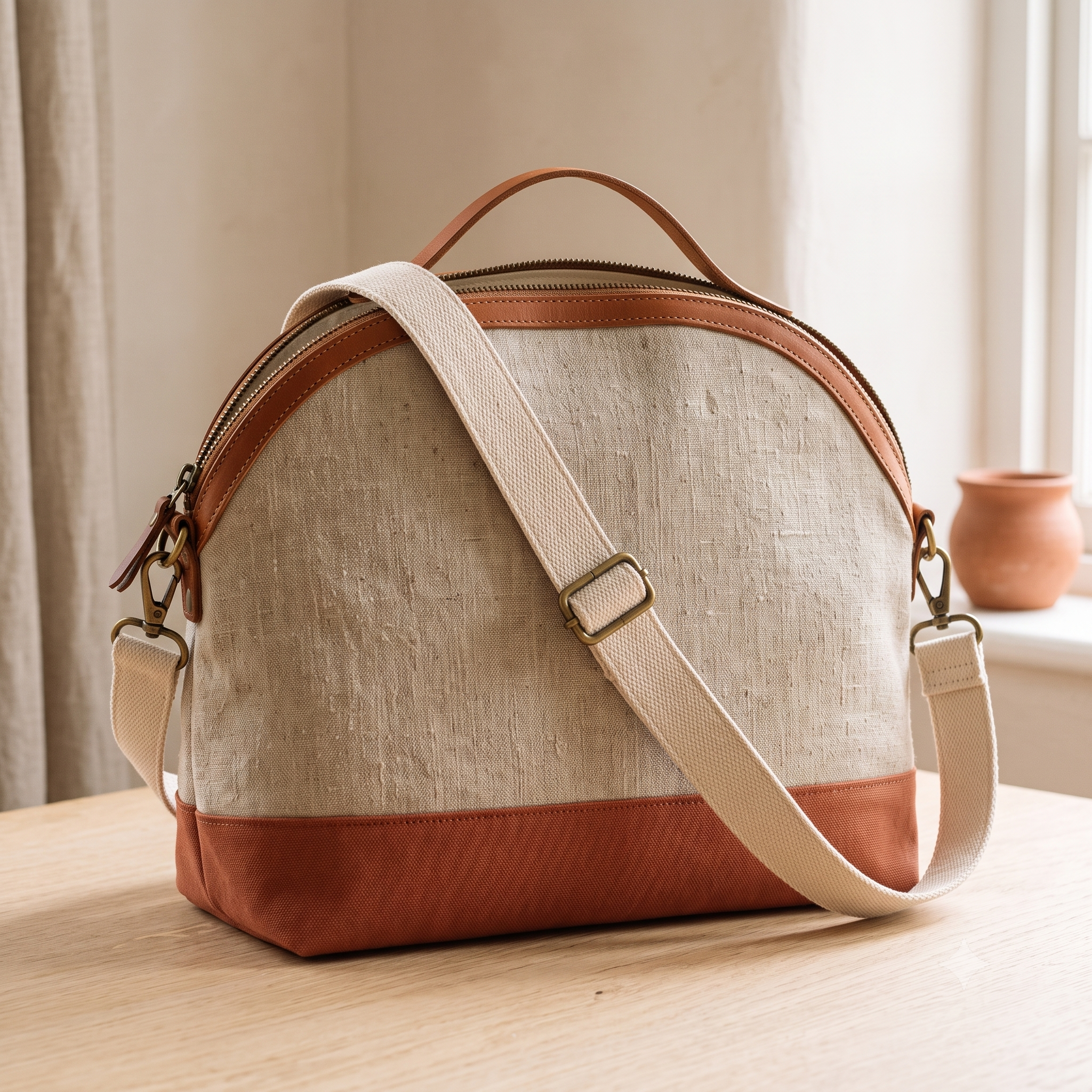 Curved Top Shoulder Bag Sewing Pattern PDF, Half Moon Zip Purse Pattern, Boxy Crossbody Bag Tutorial, 3 Sizes S M L, Instant Download
