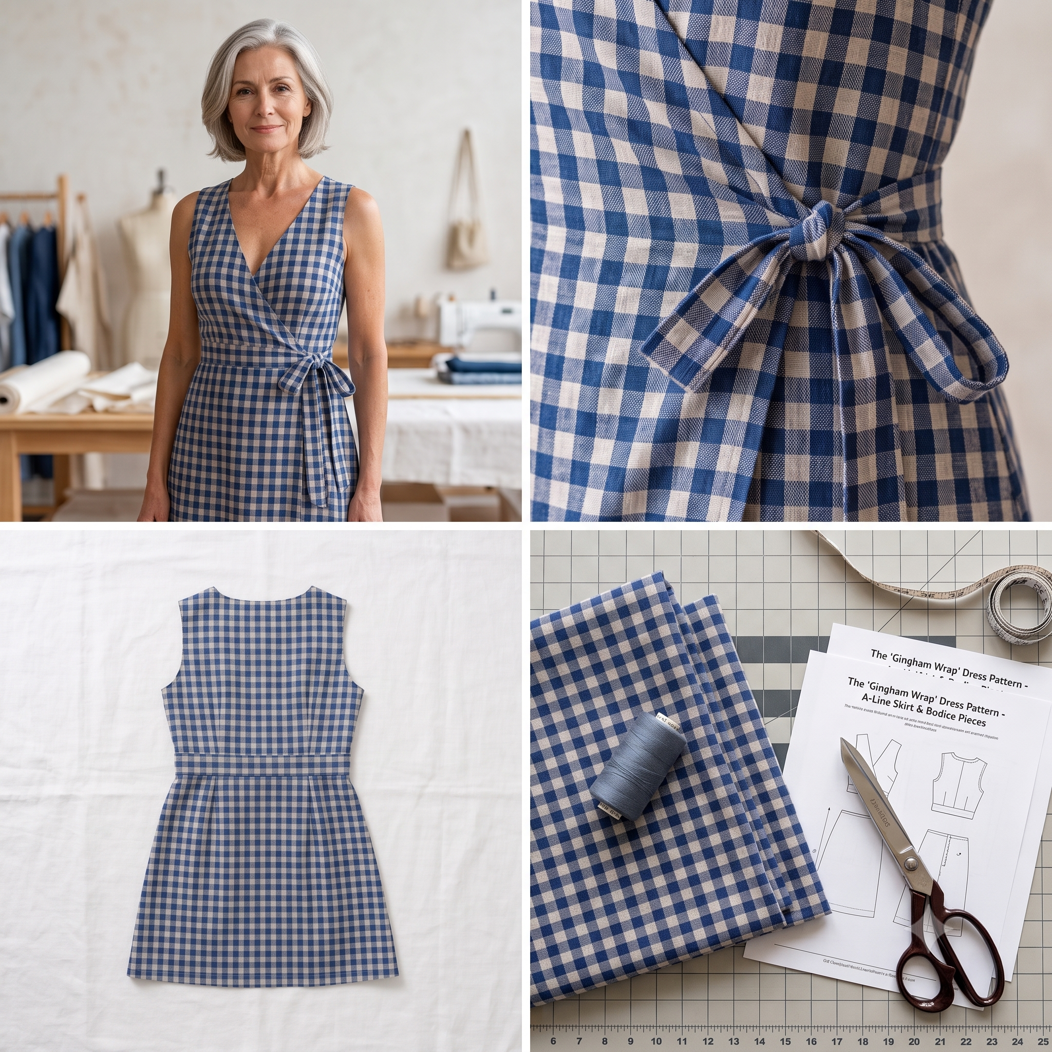 Wrap Dress Sewing Pattern PDF | Sleeveless V-Neck A-Line Dress Pattern, Tie Waist Linen Summer Dress, Beginner, Sizes XXS-5XL, Instant Download