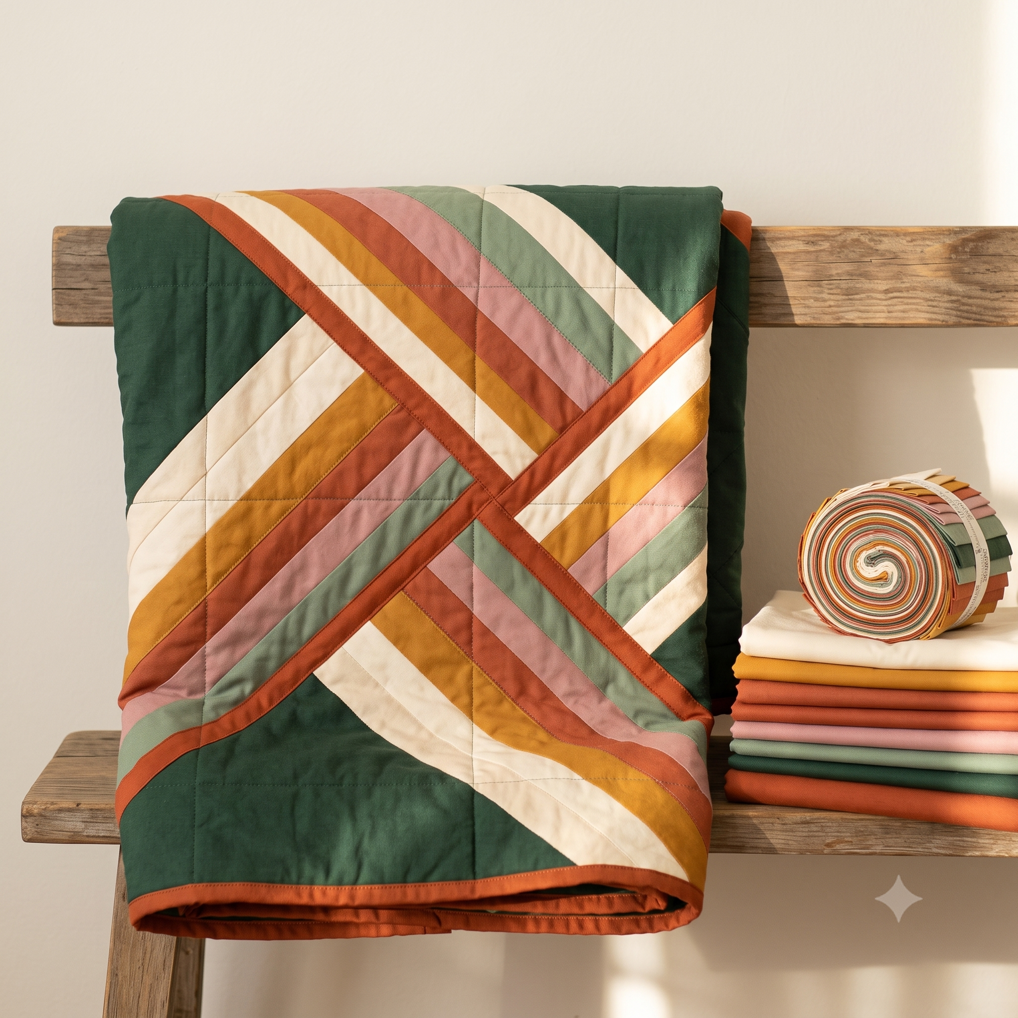 Diagonal Strip Quilt Pattern PDF | Modern X Quilt | 4 Sizes from Baby to Queen | Instant Download