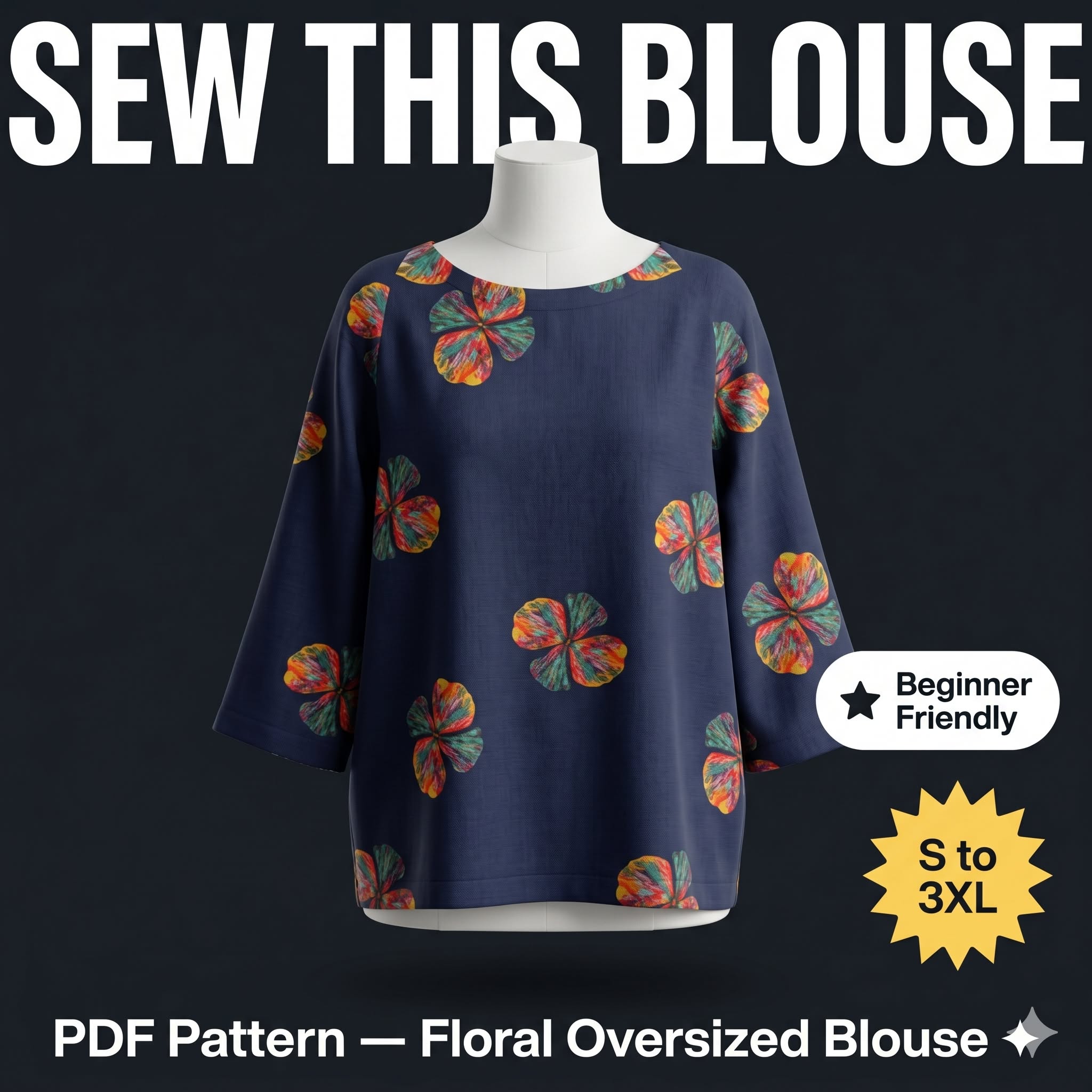 Floral Cotton Shirt – Instant Download PDF Sewing Pattern