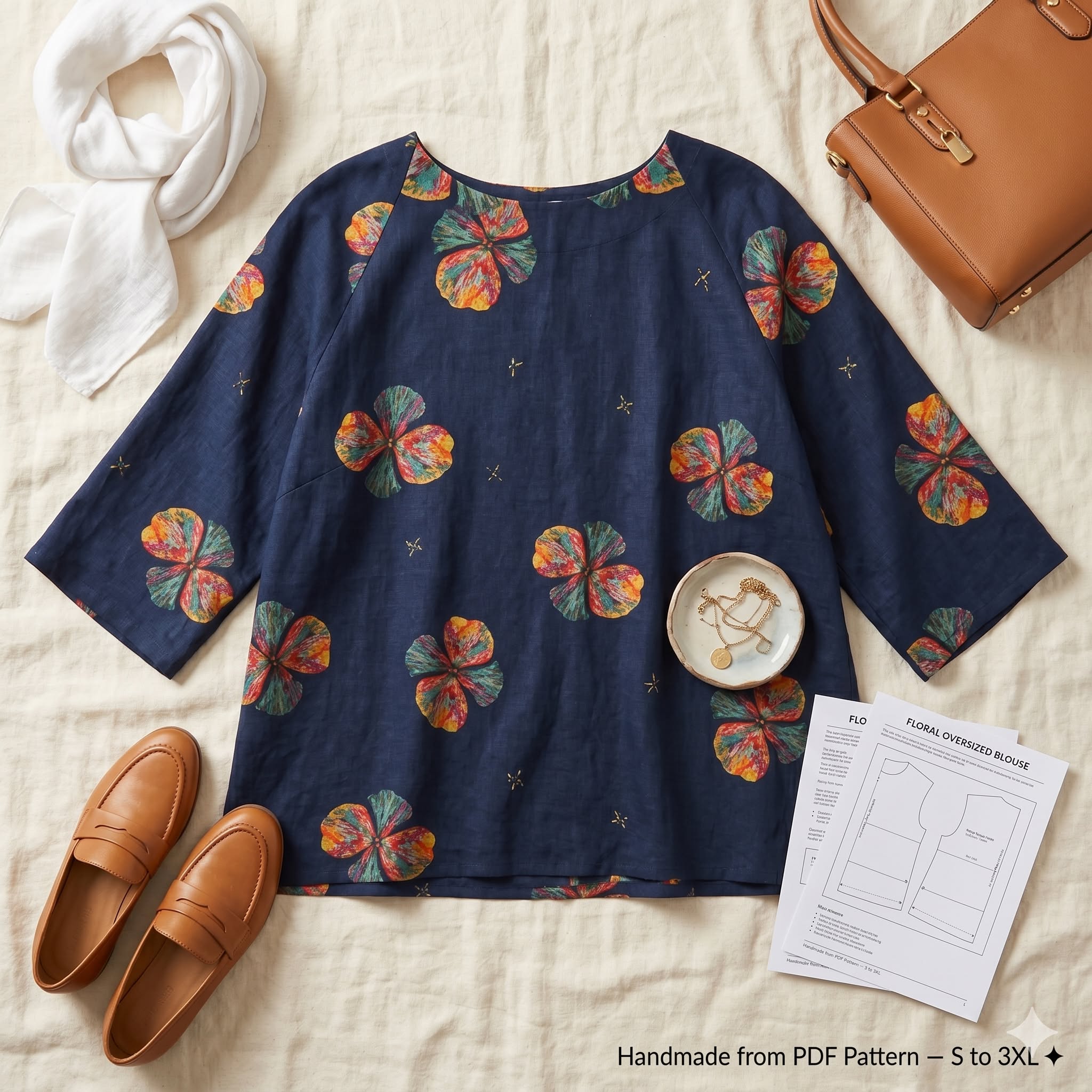 Floral Cotton Shirt – Instant Download PDF Sewing Pattern