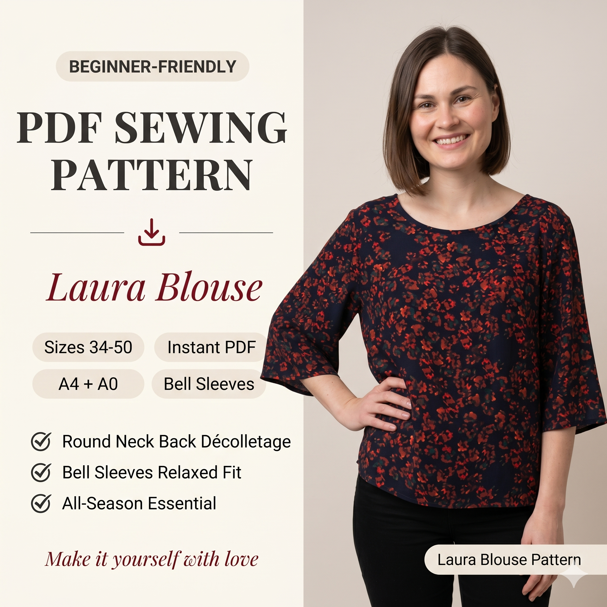 👚 Laura Blouse – PDF Sewing Pattern