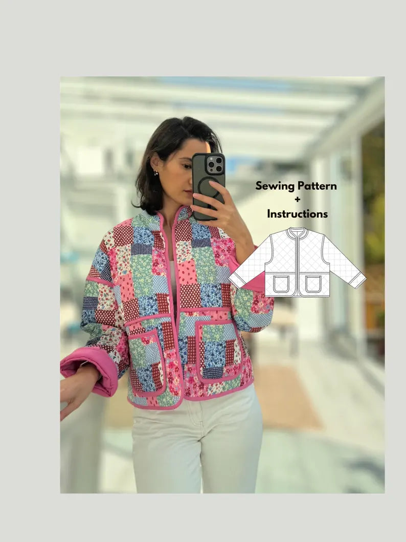 Quilted Jacket Beginner Sewing Pattern | Sizes XXS-5XL | Jacket Cardigan Pattern | INSTANT DOWNLOAD