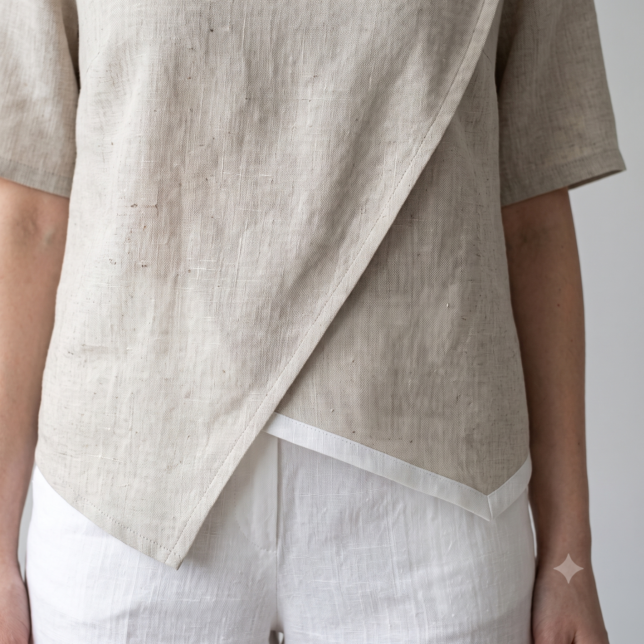 Asymmetric Wrap Top Sewing Pattern PDF, 2 Sleeve Options Sleeveless or Short Sleeve, Linen Blouse Pattern, Sizes 0-22, Instant Download