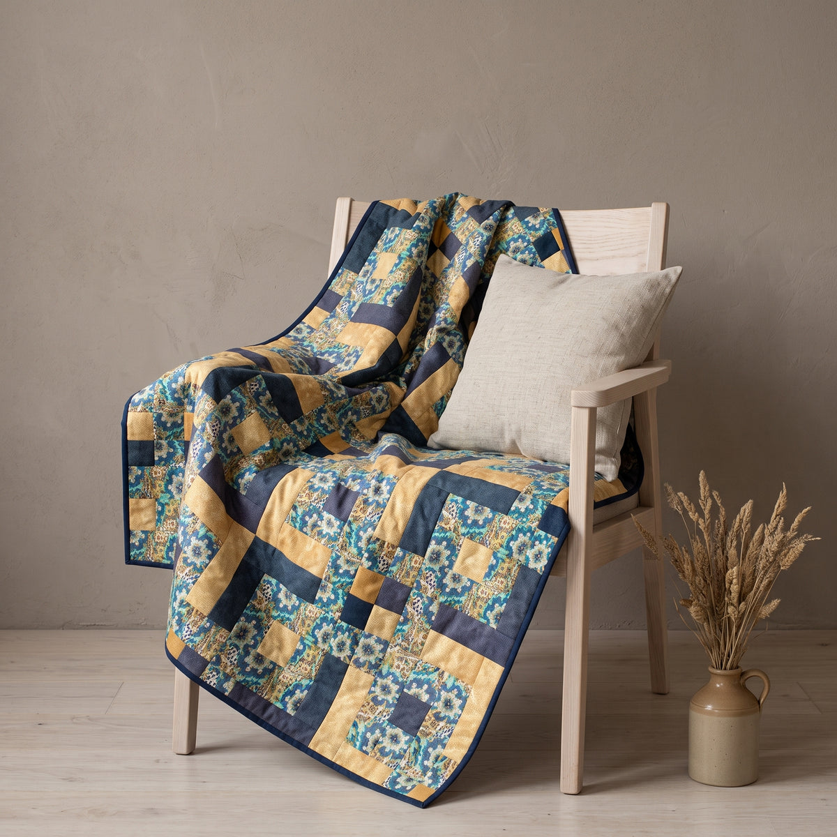 Linked Squares Quilt Pattern PDF, Easy Throw Quilt for Beginners